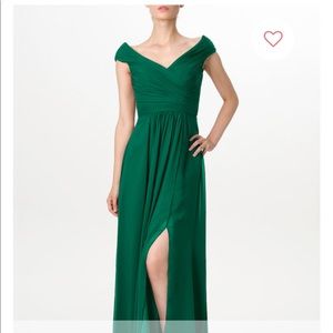 For Her and For Him Long Bridesmaid Hunter Green